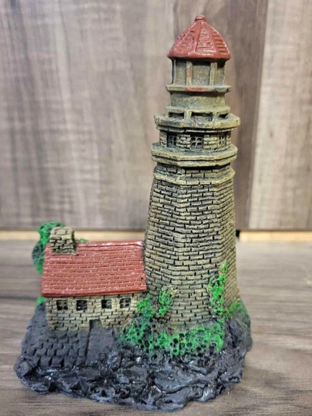 Coastal Lighthouse Sculpture in Tan and Red